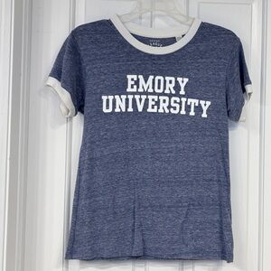 Emory University Blue with White Letters & Trim Short Sleeve T-Shirt